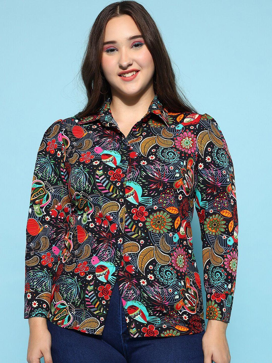 kalini plus size floral printed casual shirt