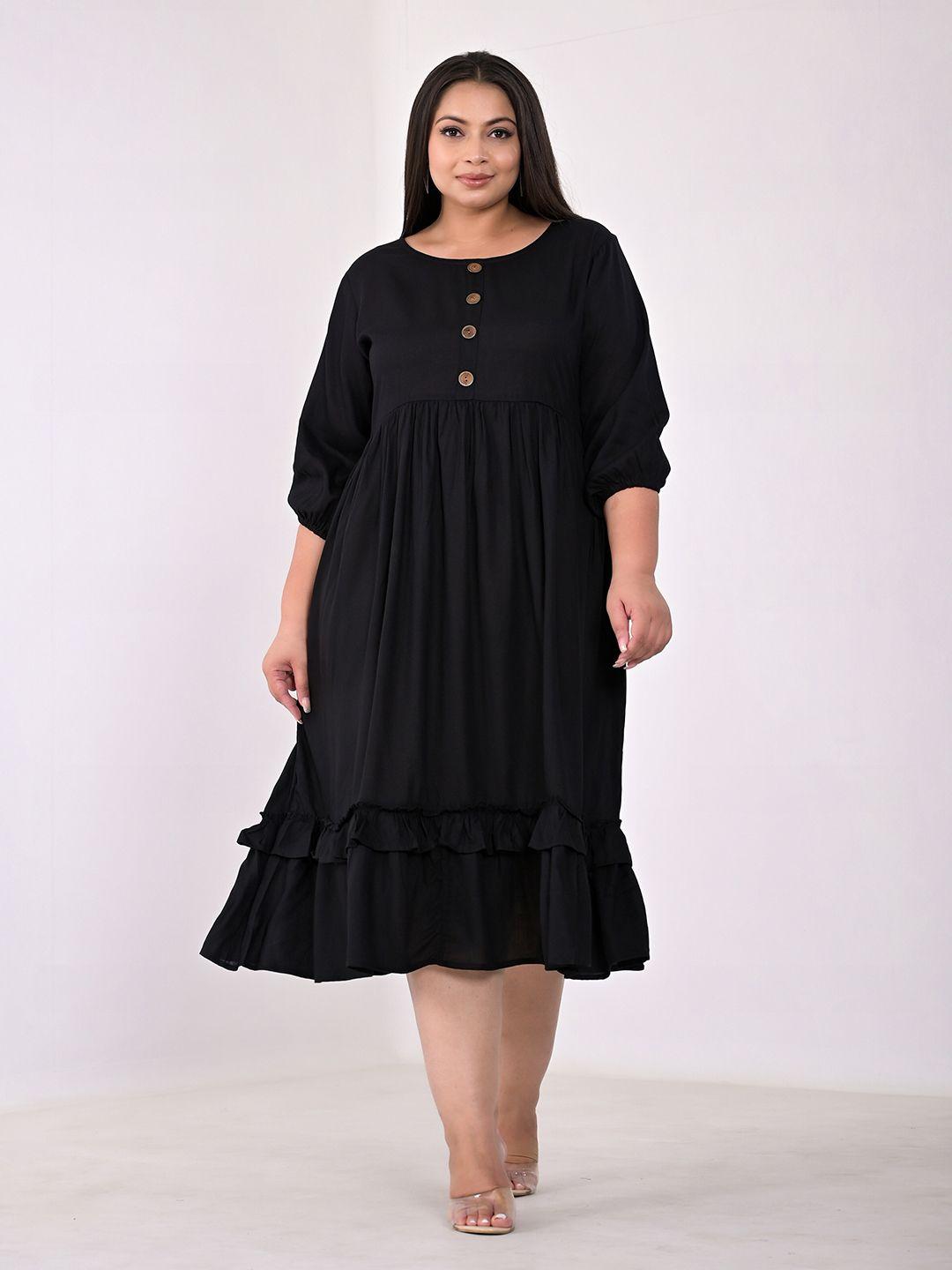 kalini plus size puff sleeves empire midi dress