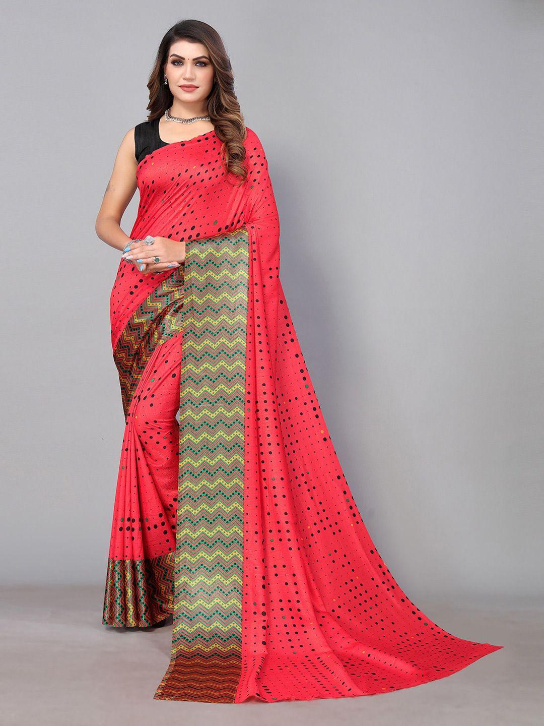 kalini polka dot printed silk blend saree