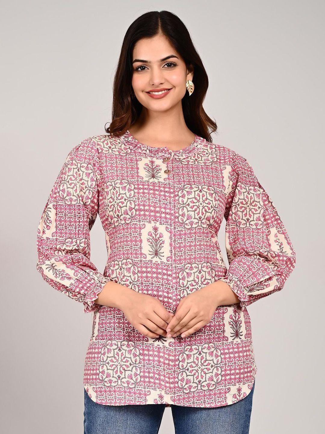 kalini print puff sleeve cotton top