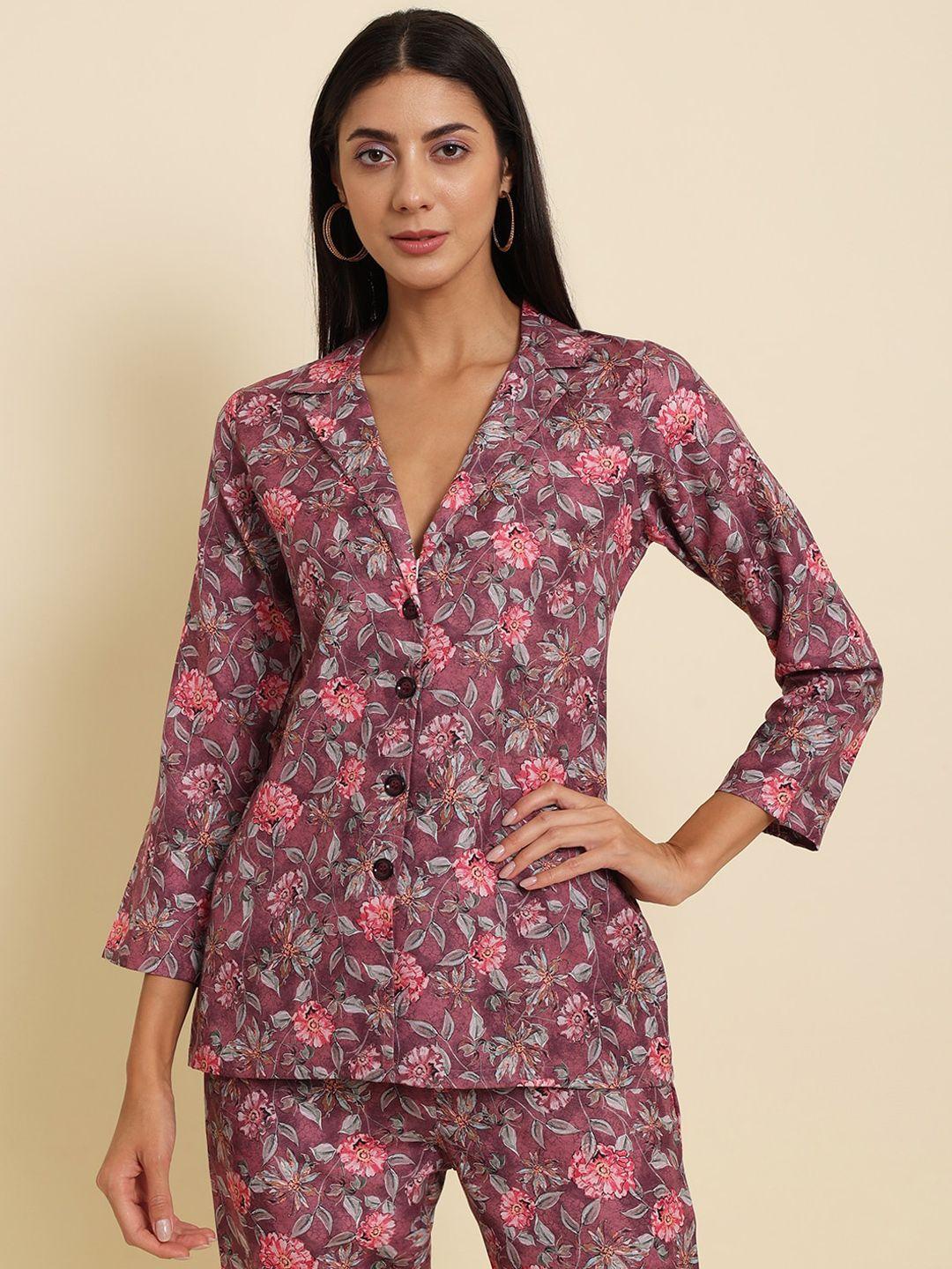 kalini printed collar wine top with trouser co-ords