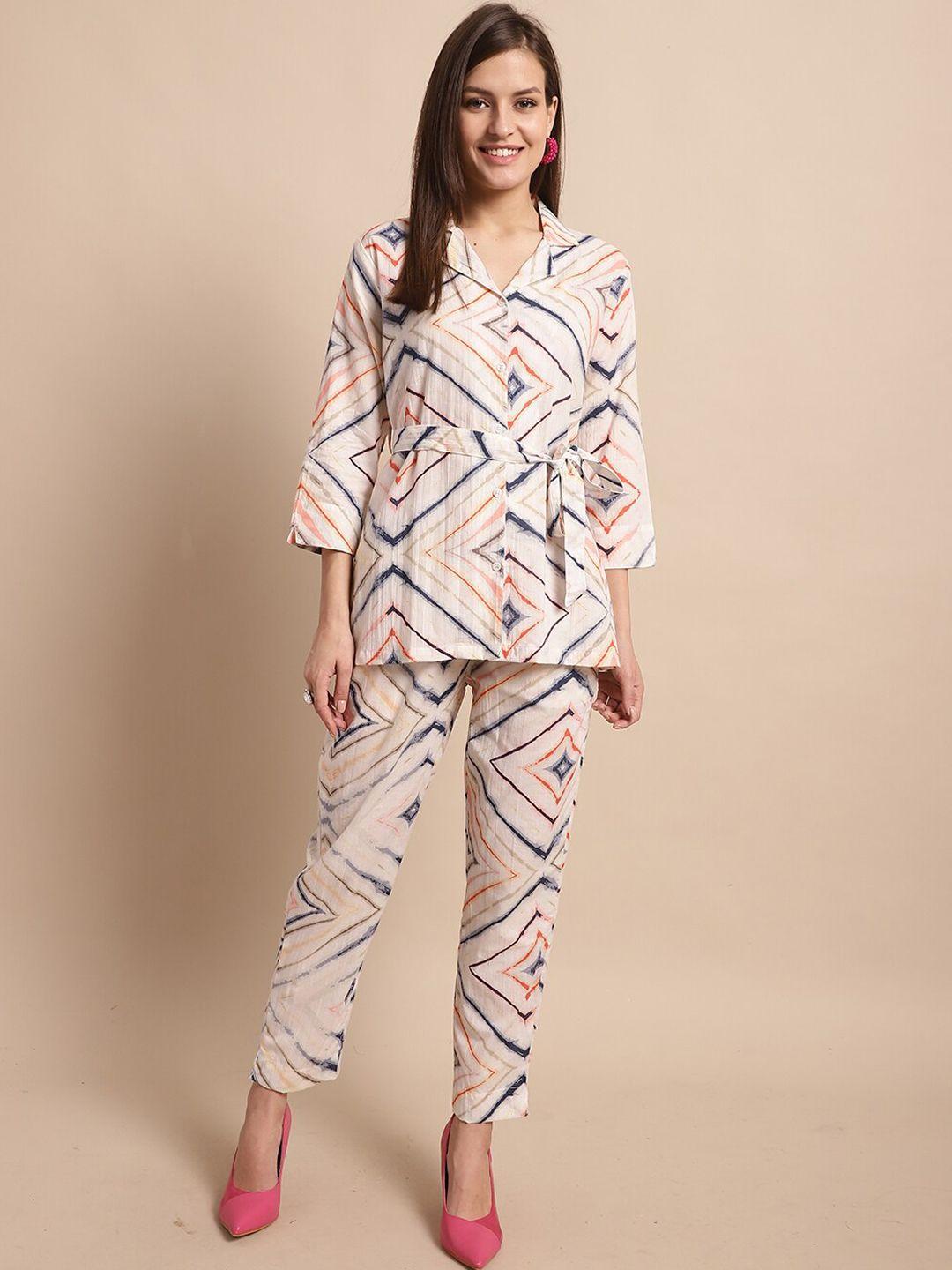 kalini printed cotton shirt with trousers