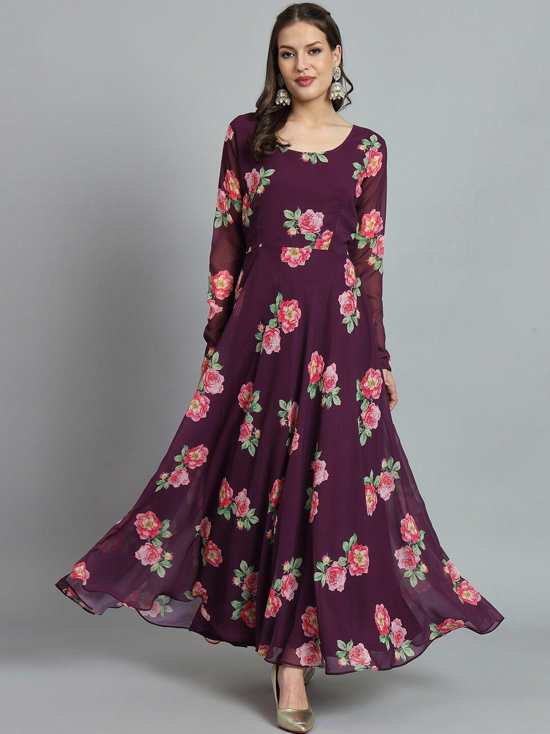 kalini printed fit-flared maxi gown
