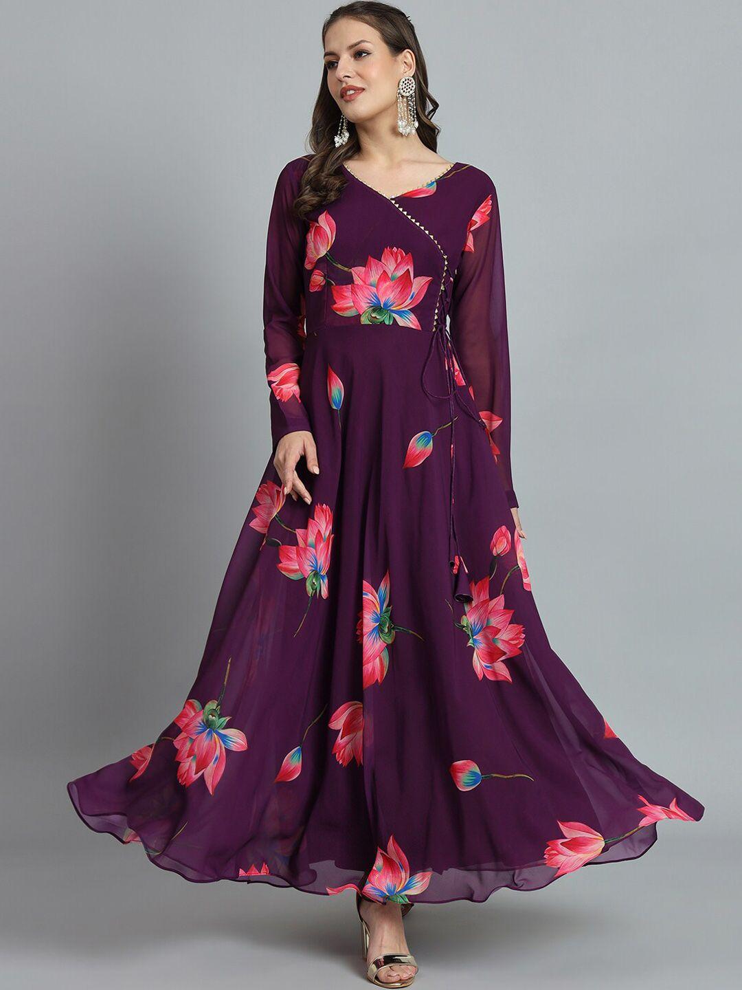 kalini printed fit-flared maxi gown