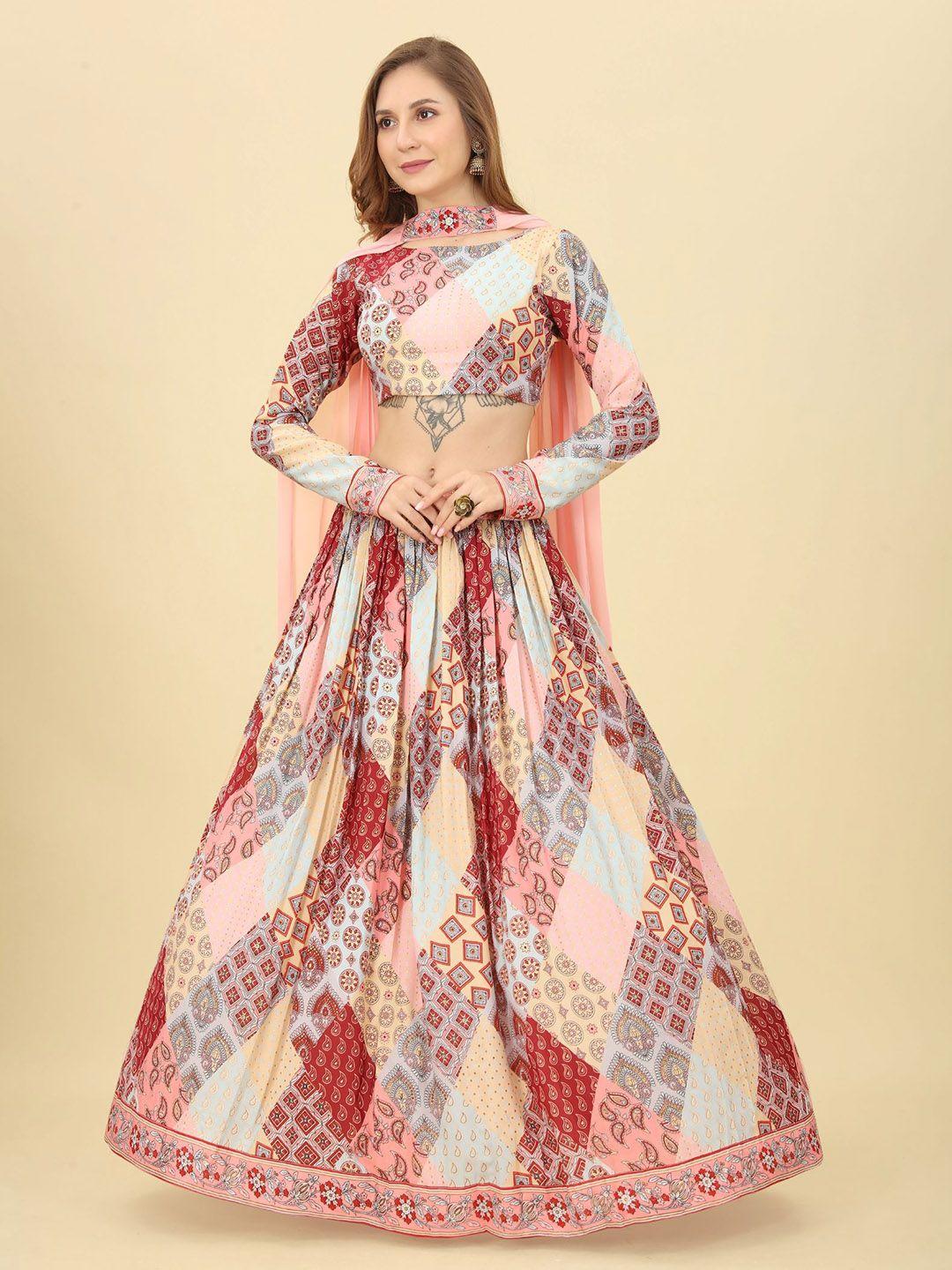 kalini printed foil print ready to wear lehenga & blouse with dupatta