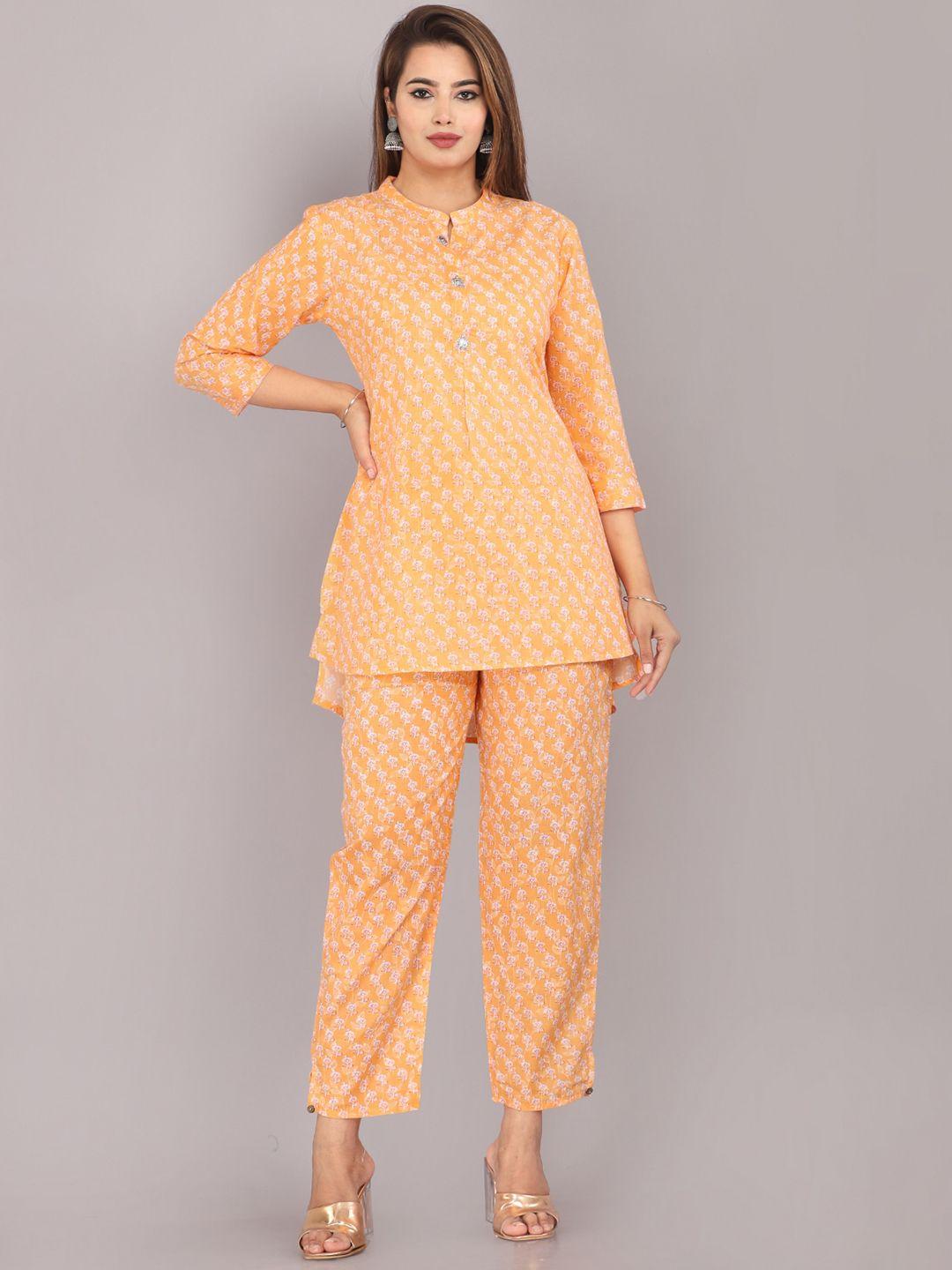 kalini printed mandarin collar pure cotton co-ords set