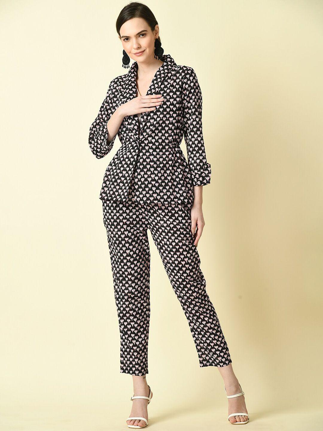 kalini printed pure cotton coat with trousers co-ord