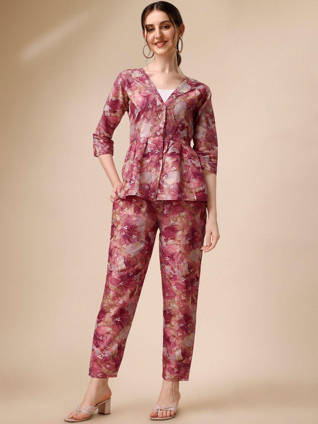 kalini printed pure cotton top with trousers co-ords