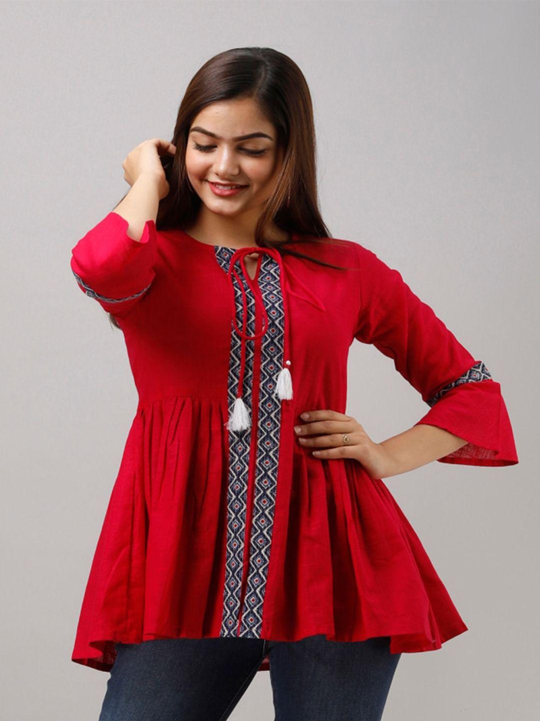 kalini printed tie-up neck anarkali kurti