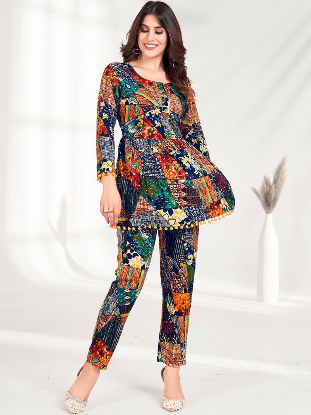 kalini printed top with trouser co-ords