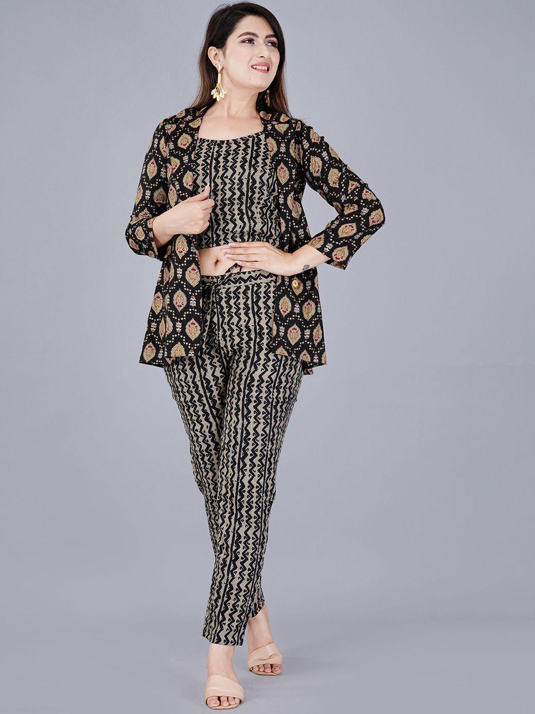 kalini printed top withtrousers & shrug