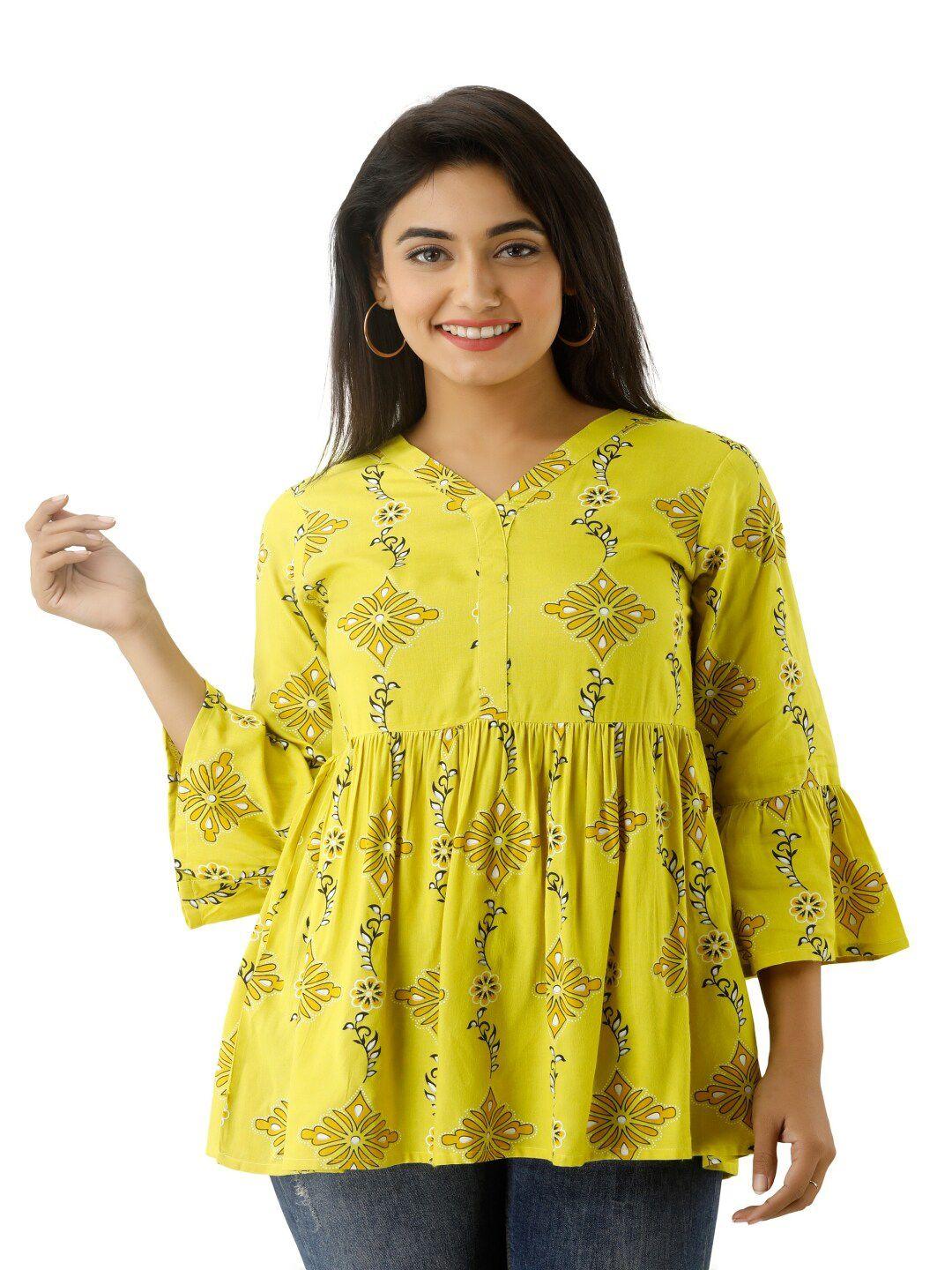 kalini printed v-neck pleated anarkali kurti