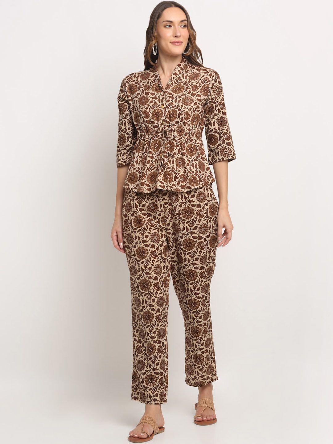 kalini printed v-neck top with trouser