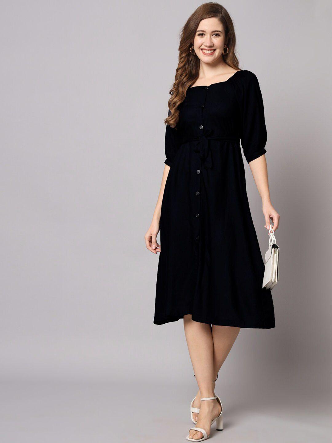 kalini puff sleeve a-line midi dress