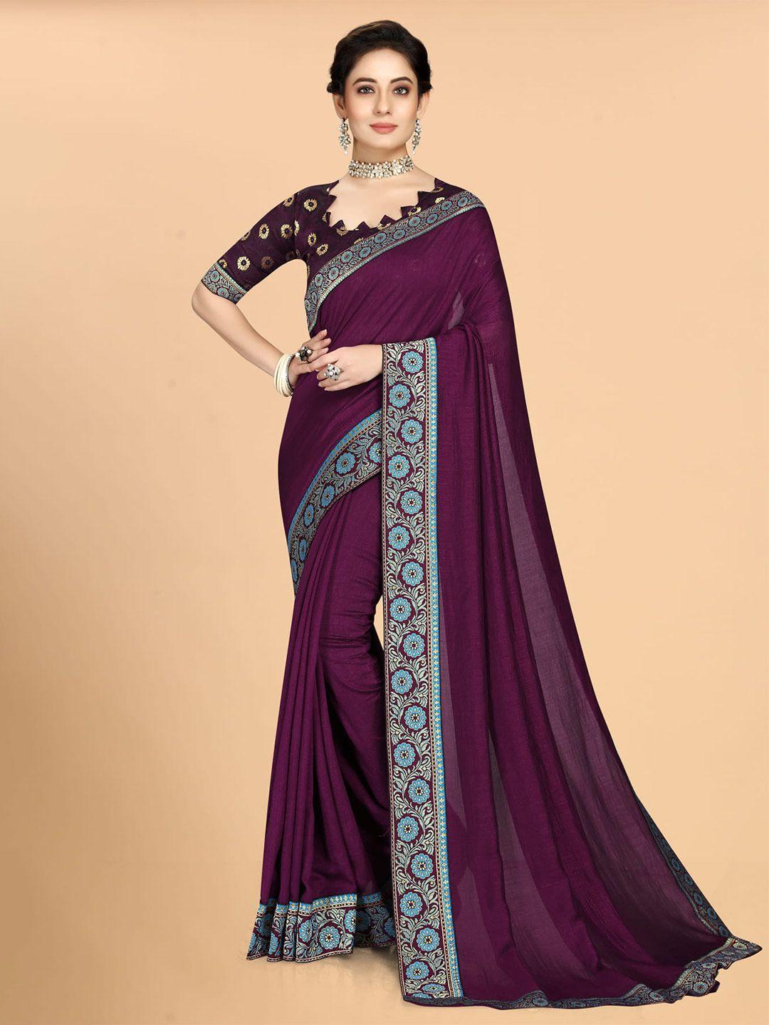 kalini purple & blue zari silk blend saree