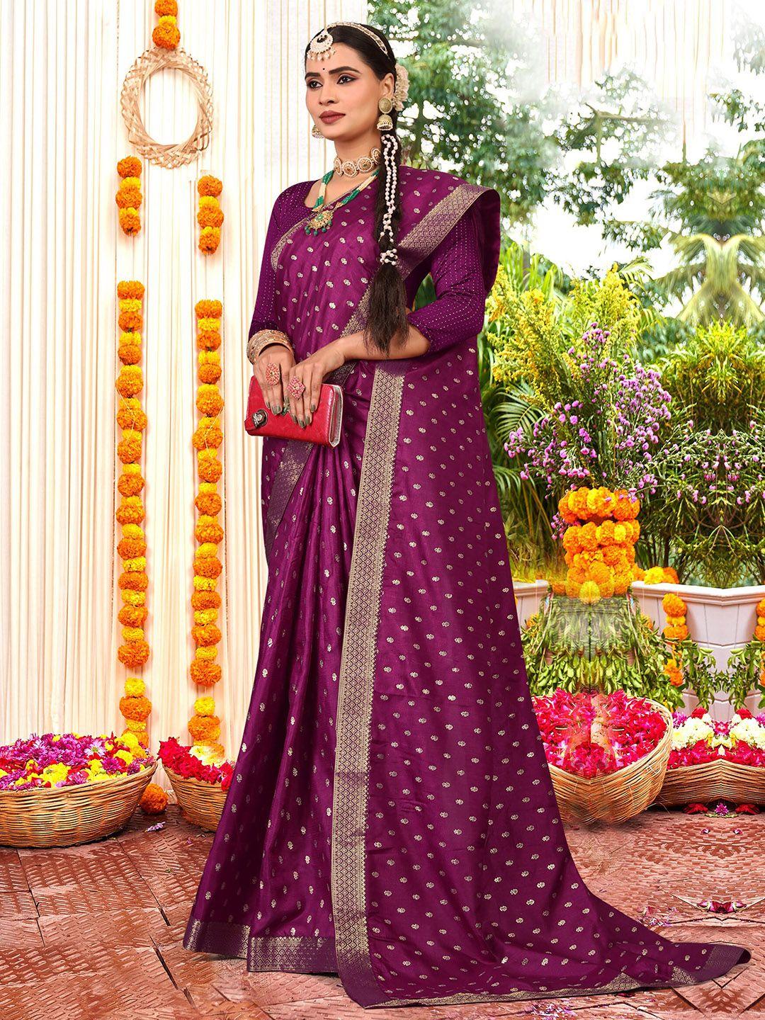 kalini purple & purple zari silk blend designer saree