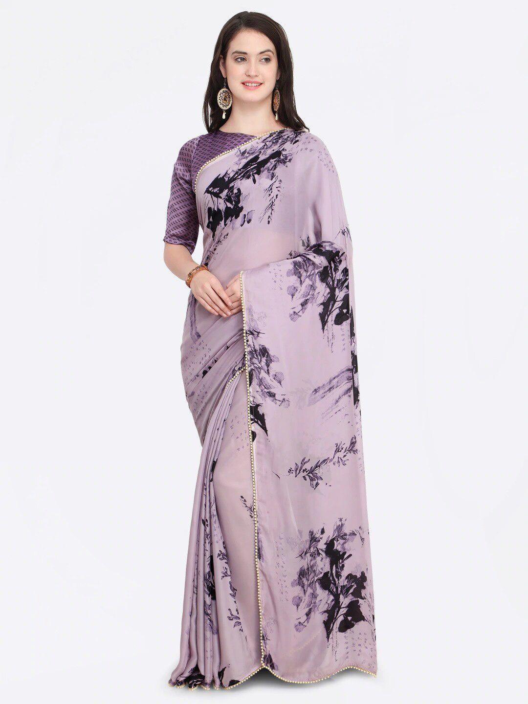 kalini purple embellished satin saree