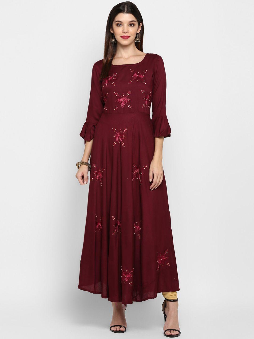 kalini purple floral embroidered maxi dress