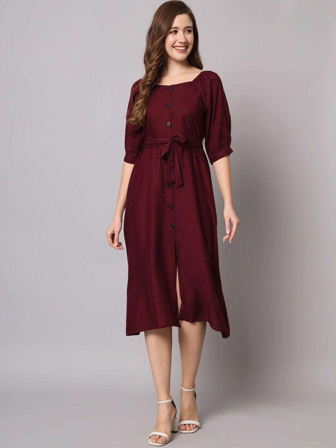 kalini purple puff sleeve a-line midi dress