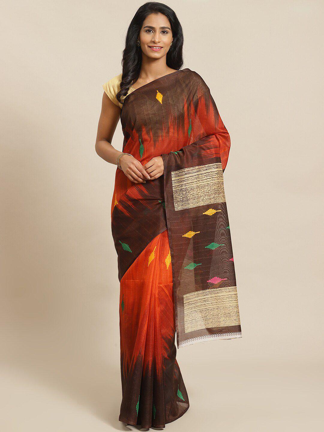 kalini red & coffee brown art silk bhagalpuri saree