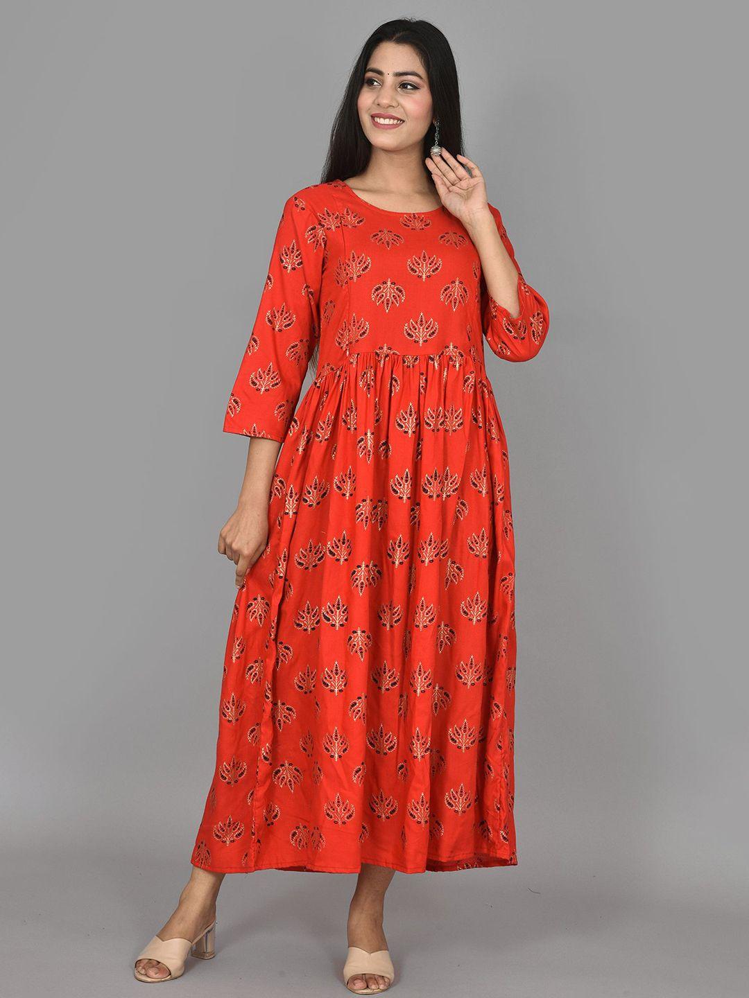 kalini red floral maternity maxi dress