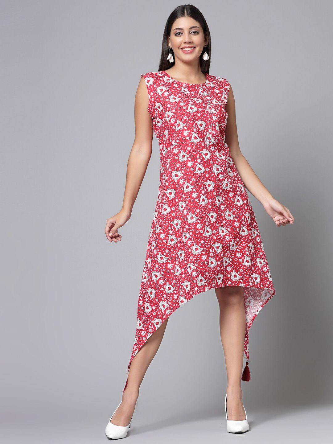 kalini red floral print a-line dress