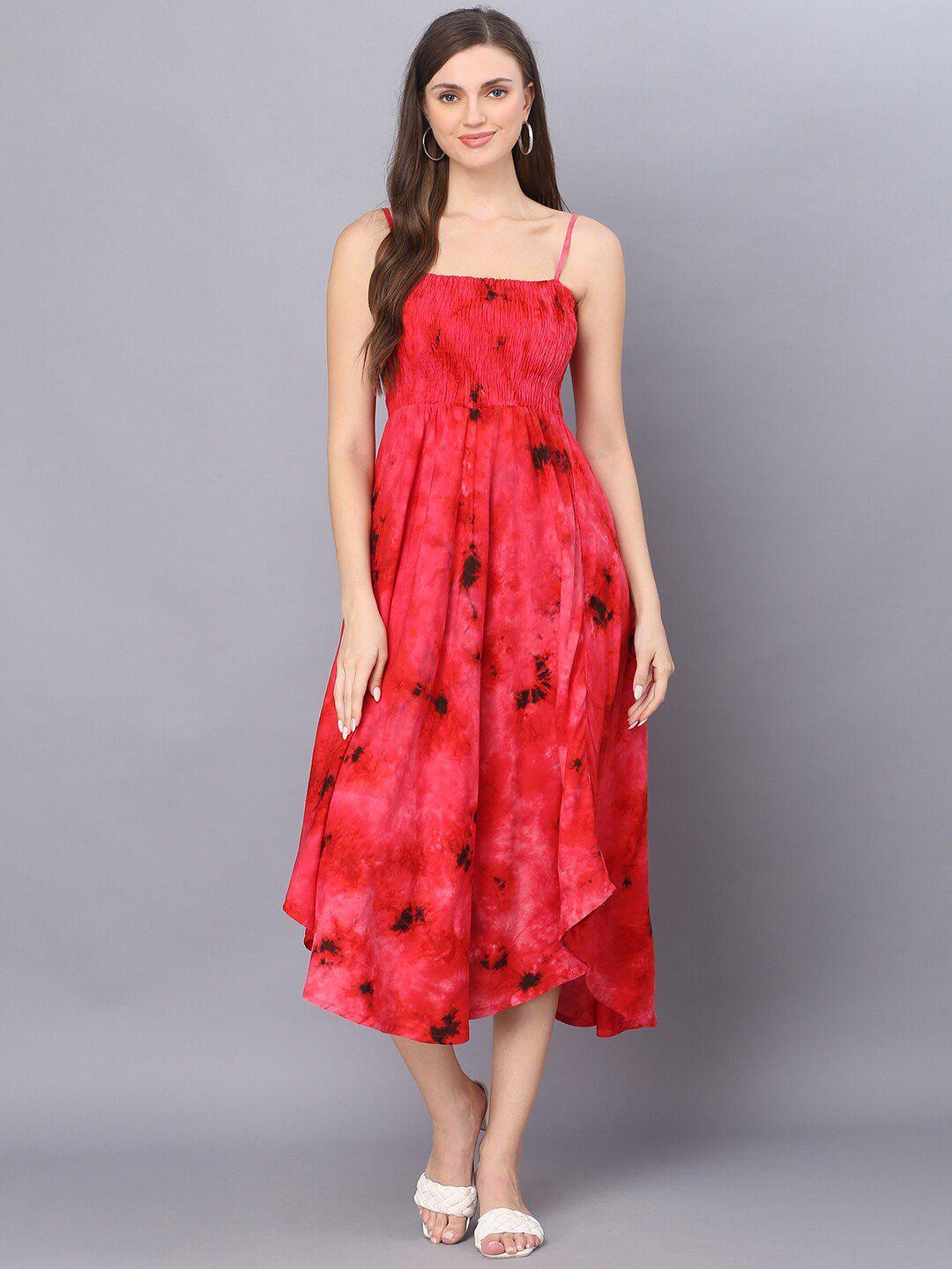 kalini red floral print fit & flare midi dress