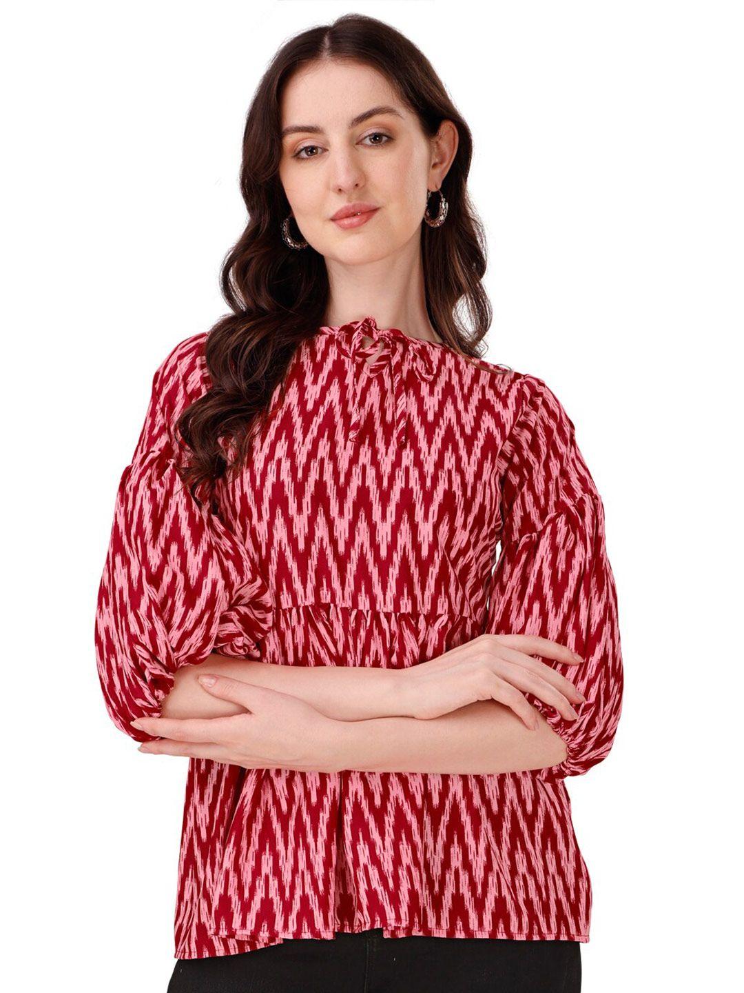 kalini red geometric print top