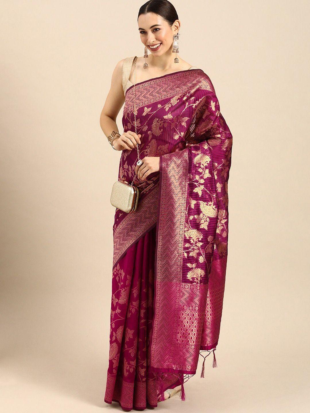 kalini rose floral woven design zari kanjeevaram saree
