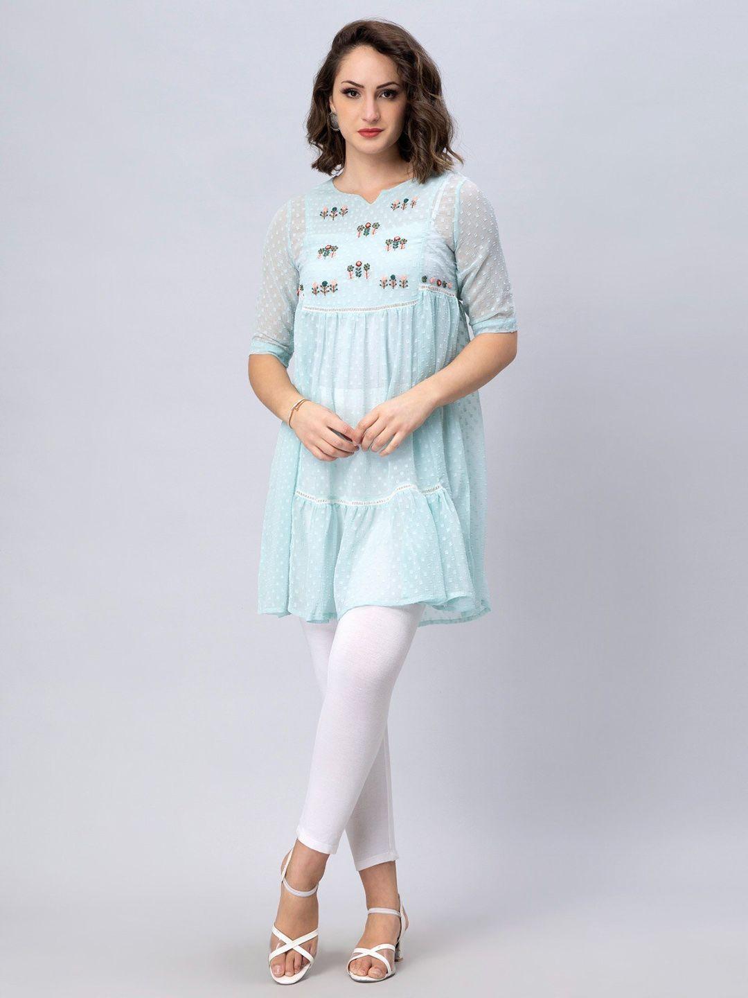 kalini self design embroidered chiffon kurta