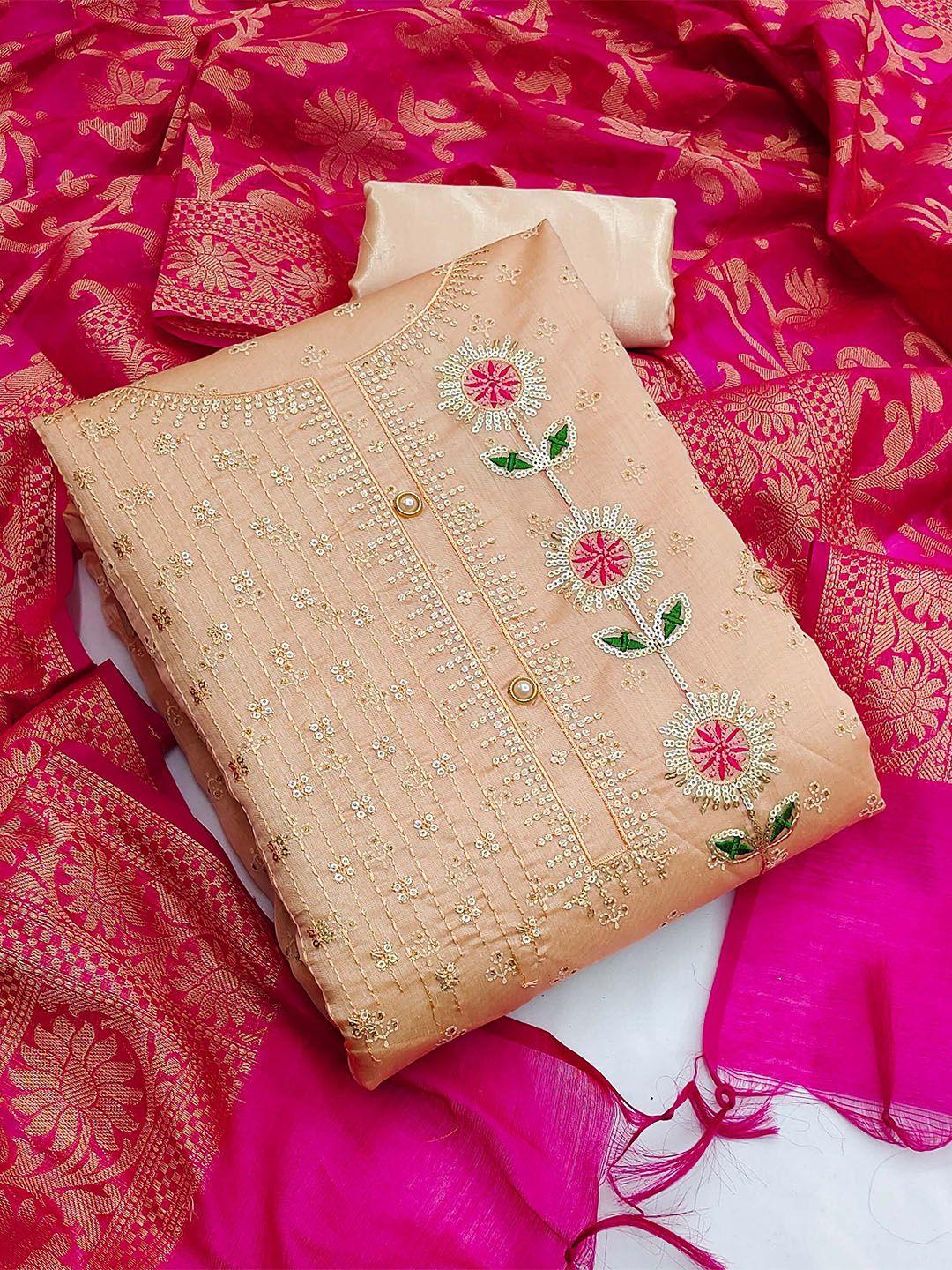 kalini sequinned floral embellished unstitched dress material
