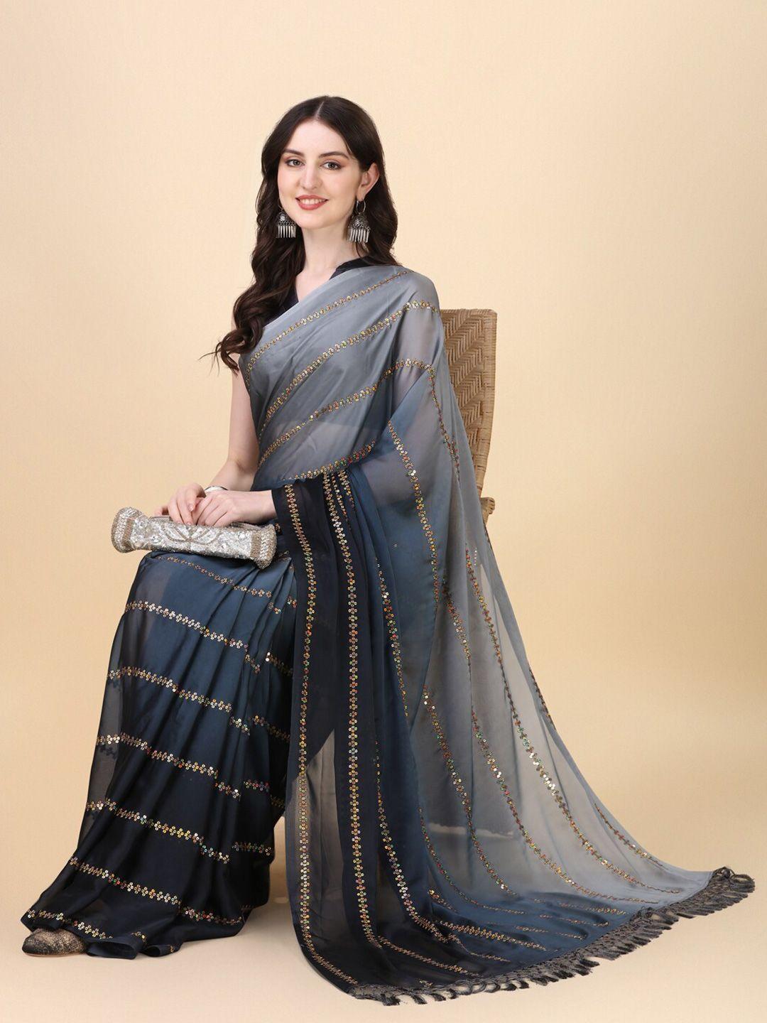 kalini sequins embellished ombre silk blend saree