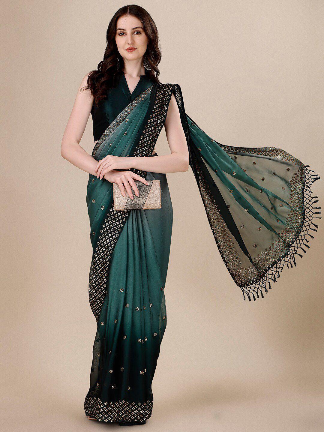 kalini sequins embellished ombre silk blend saree