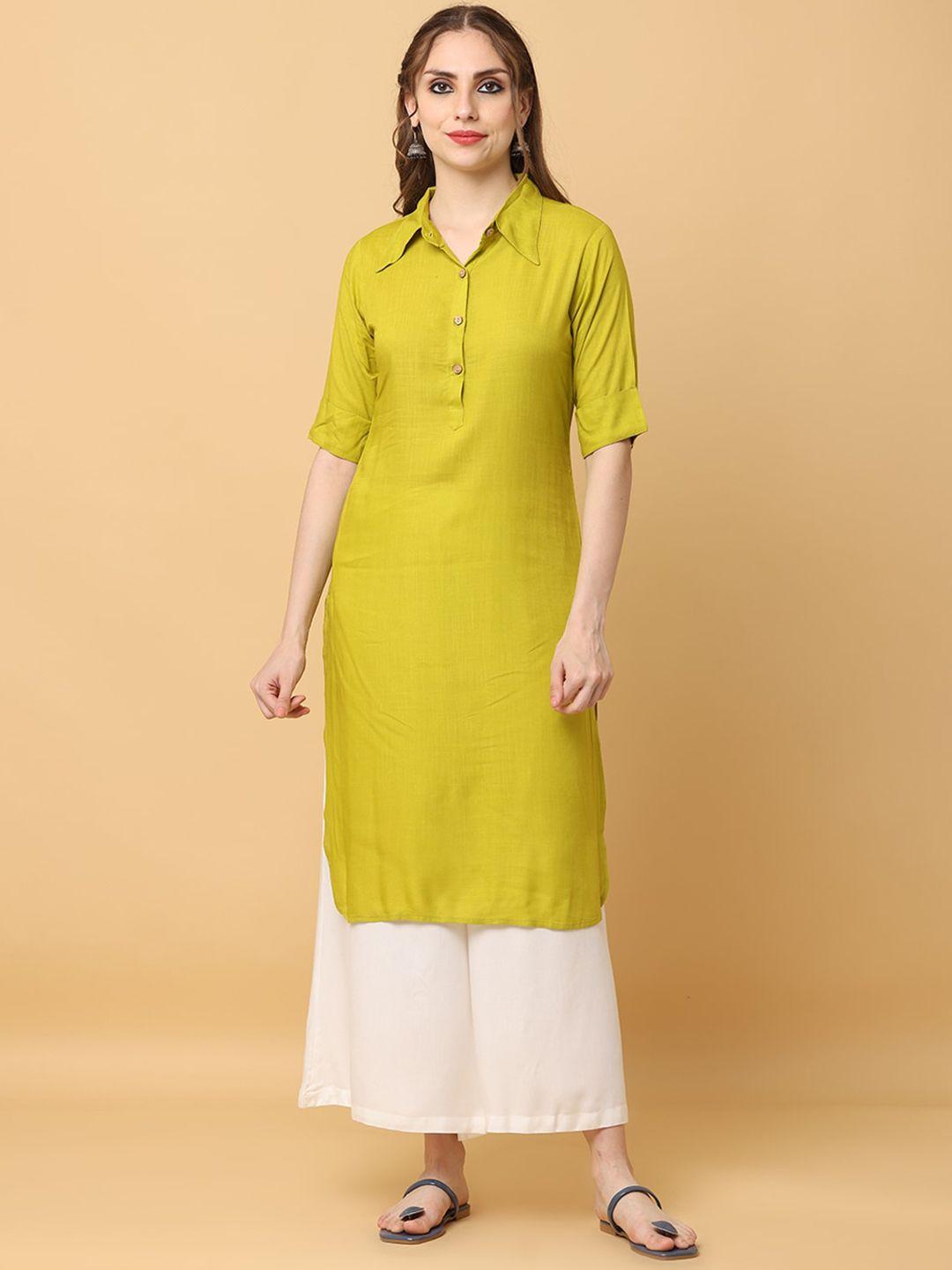 kalini shirt collar short sleeves straight kurta