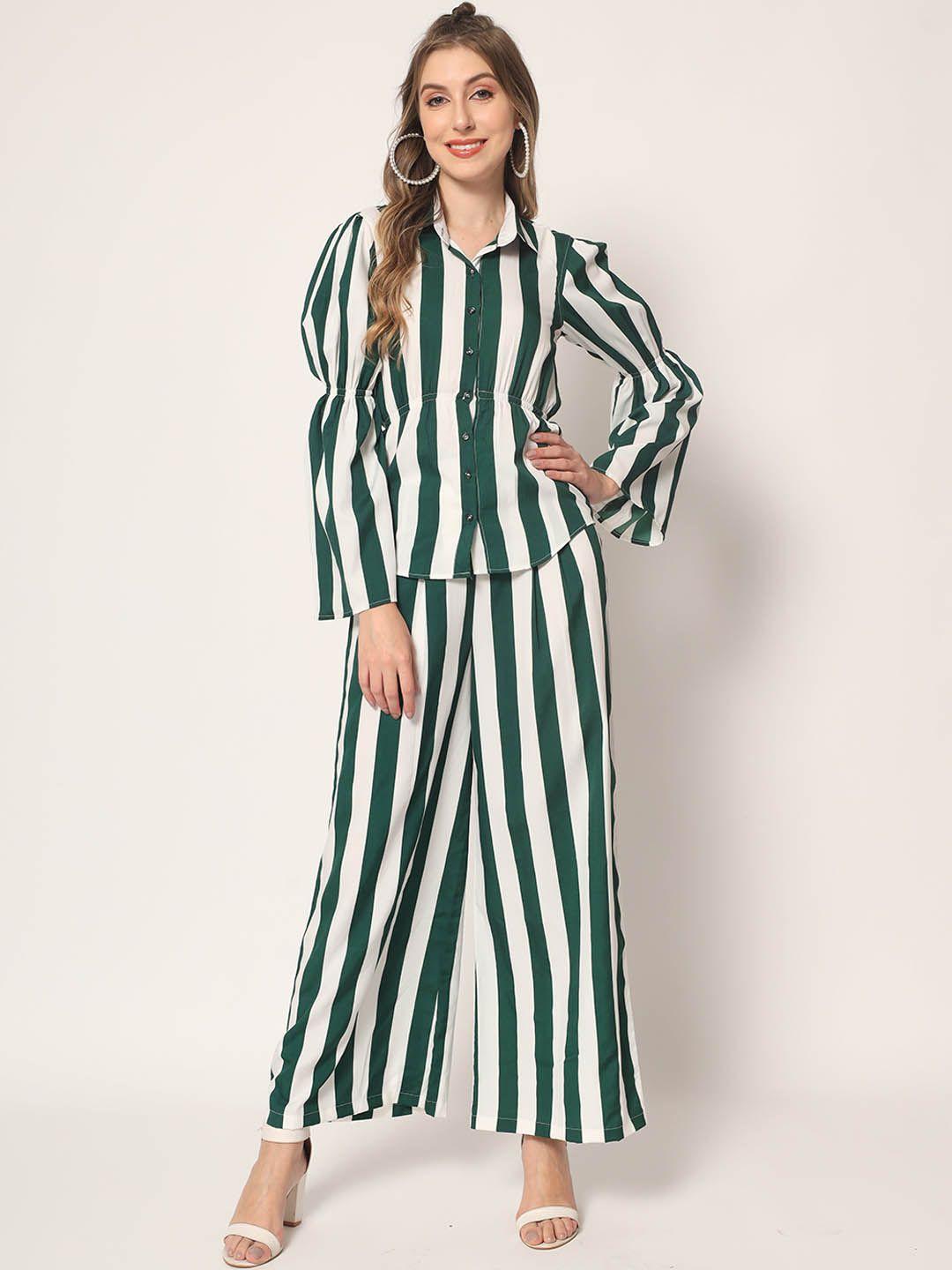 kalini shirt collar striped crepe co-ords