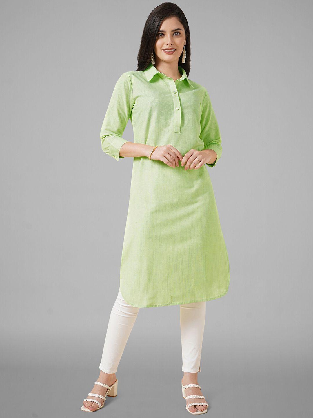 kalini shirt collar three-quarter sleeves cotton kurti