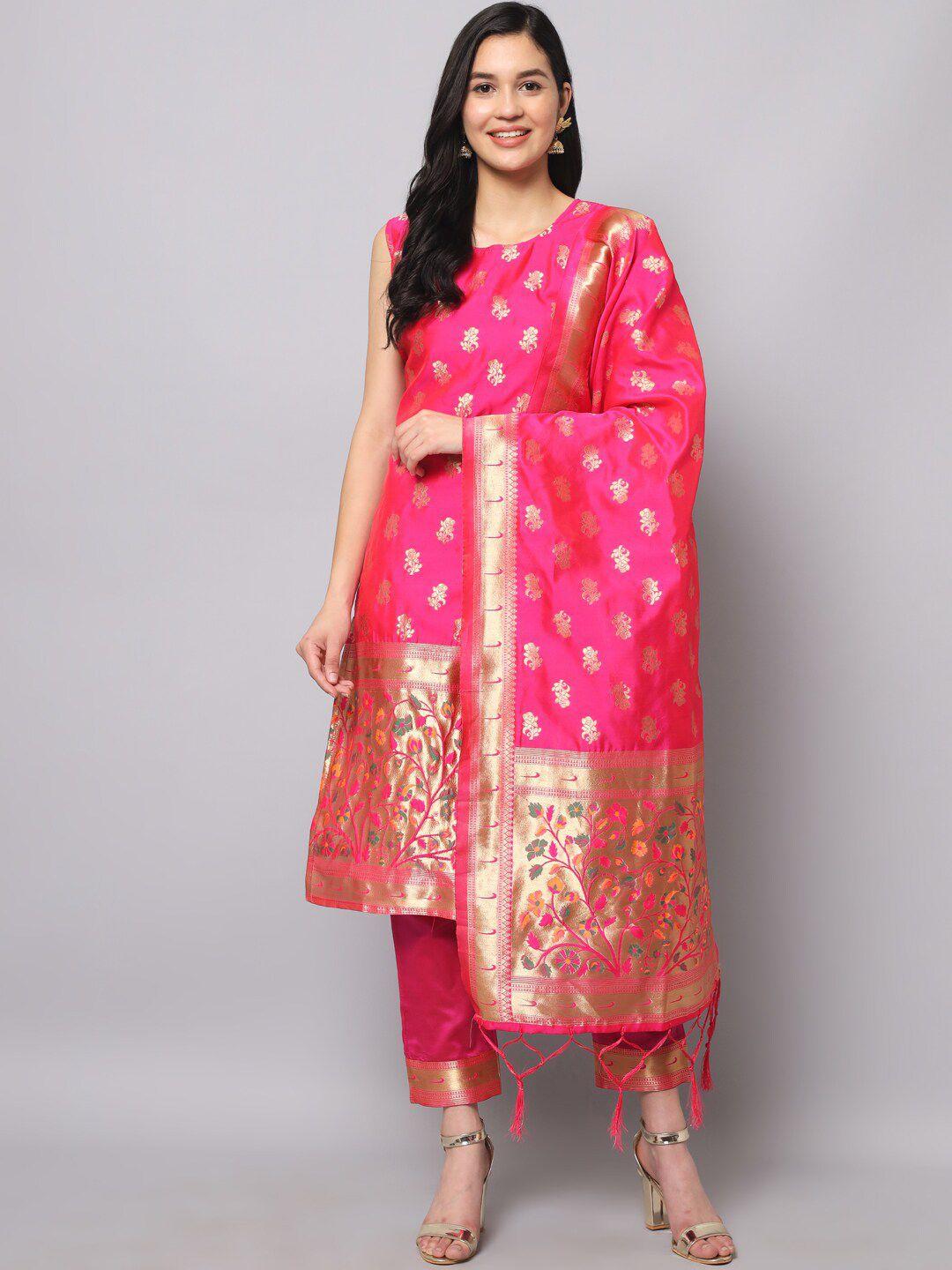 kalini sleveless ethnic motifs woven design kurta with trousers & dupatta