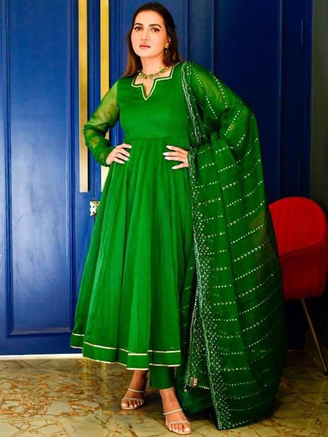 kalini square full sleeves gotta patti silk anarkali kurta with dupatta