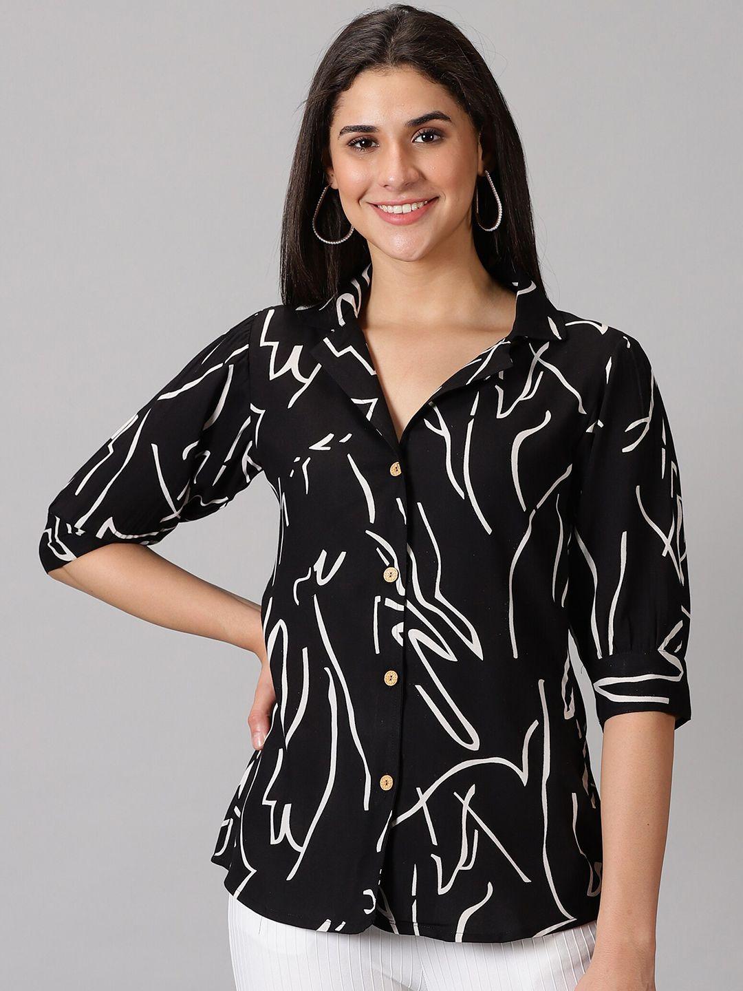 kalini standard abstract printed cuban collar casual shirt