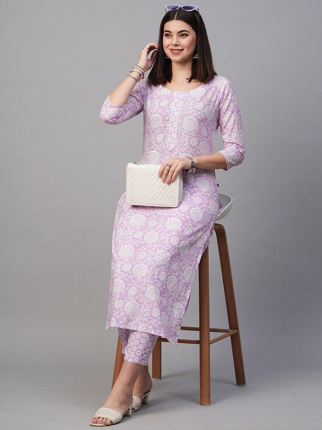 kalini straight floral printed kurta with trousers