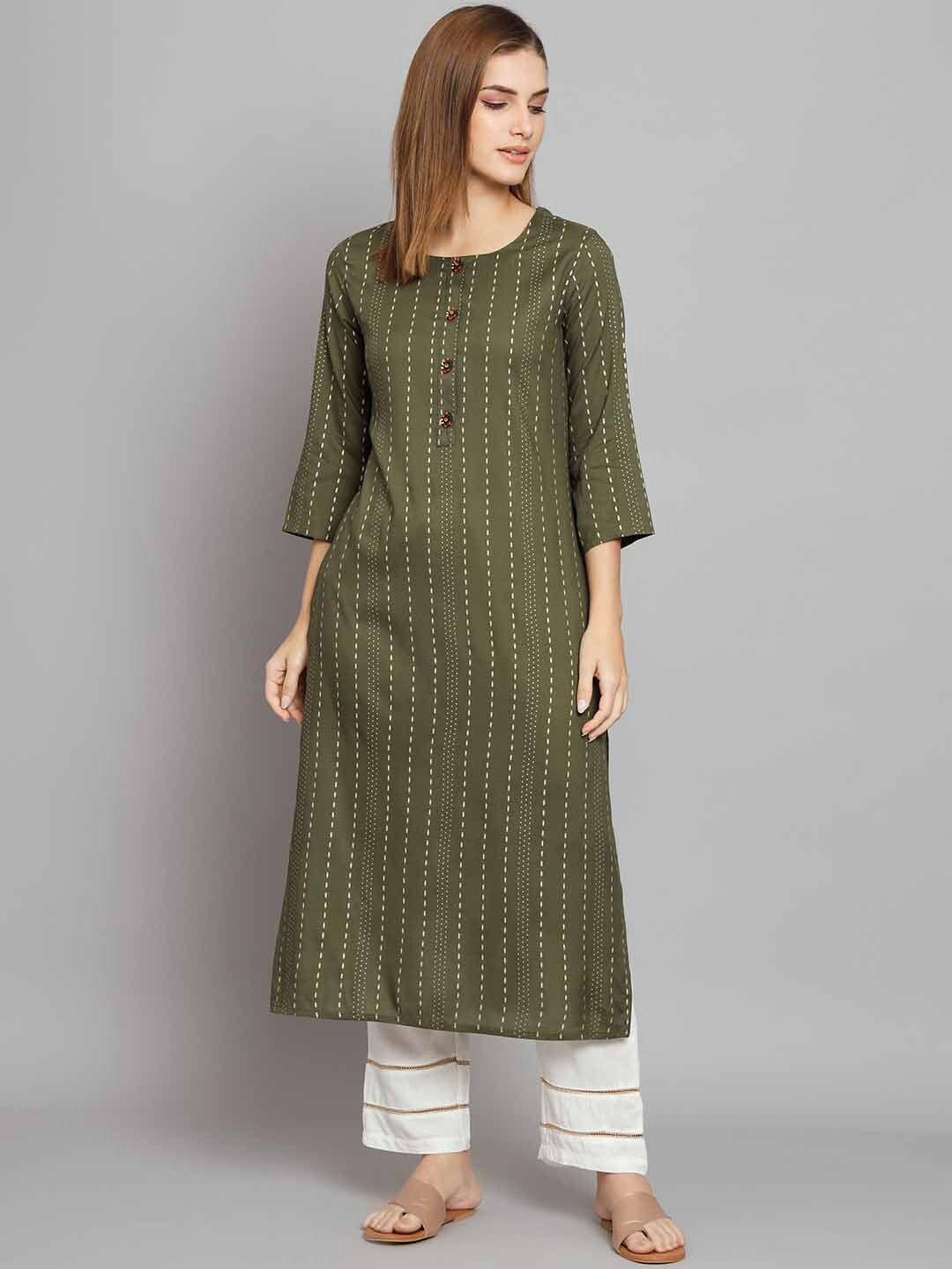 kalini striped a-line kurta with trousers