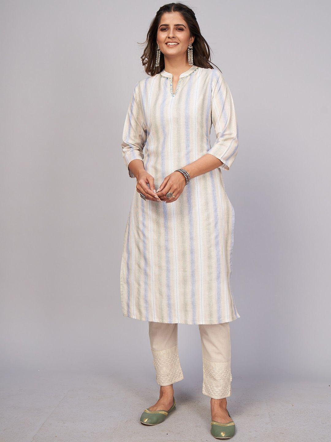 kalini striped mirror work straight kurta