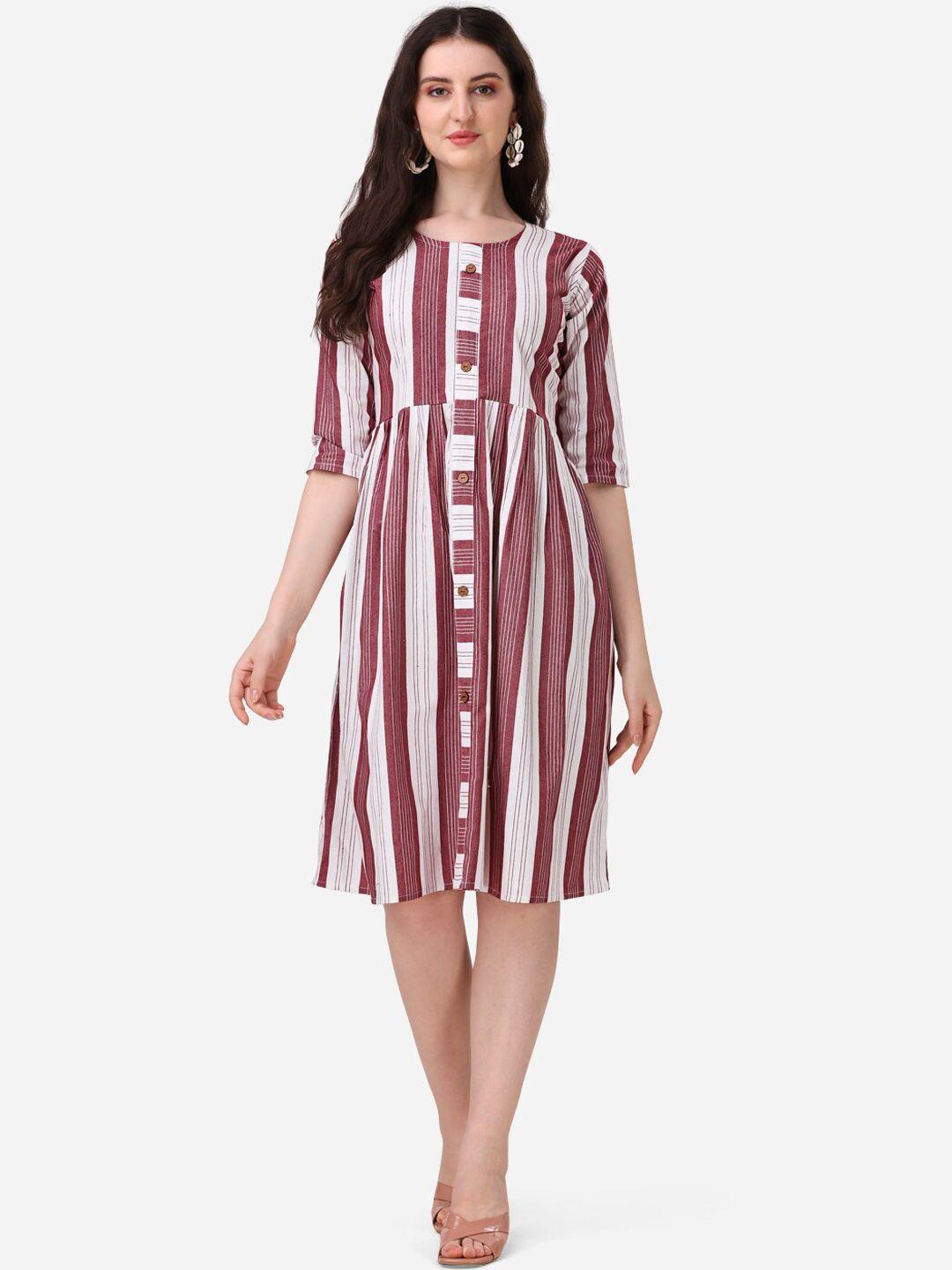 kalini striped pure cotton fit and flare dress