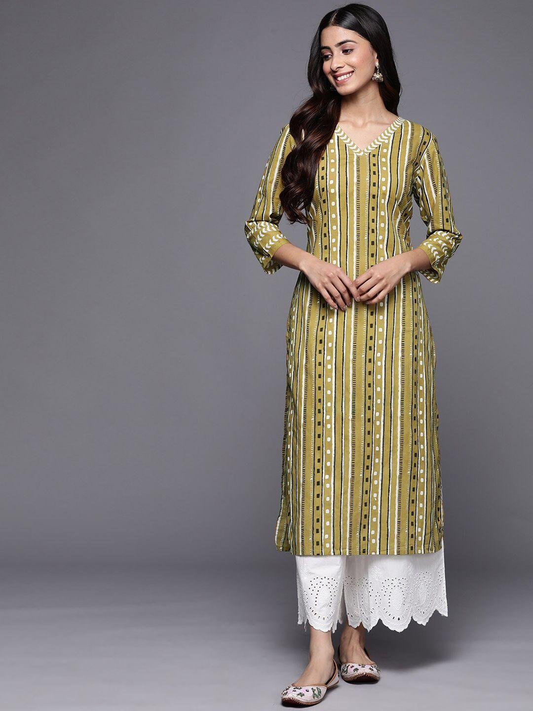 kalini striped pure cotton straight kurta