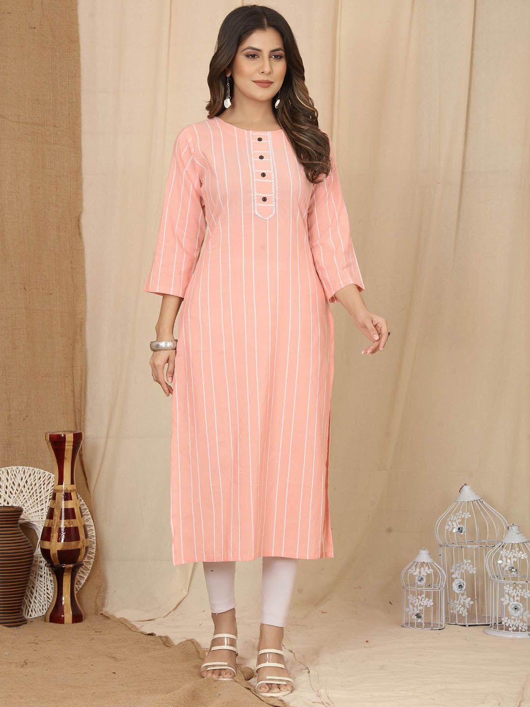 kalini striped round neck cotton kurta