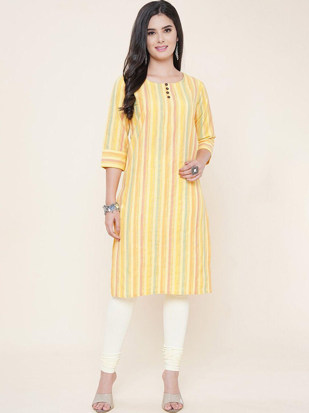 kalini striped round neck straight kurta