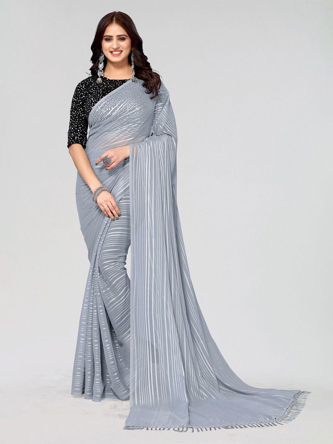 kalini striped sequinned poly georgette saree