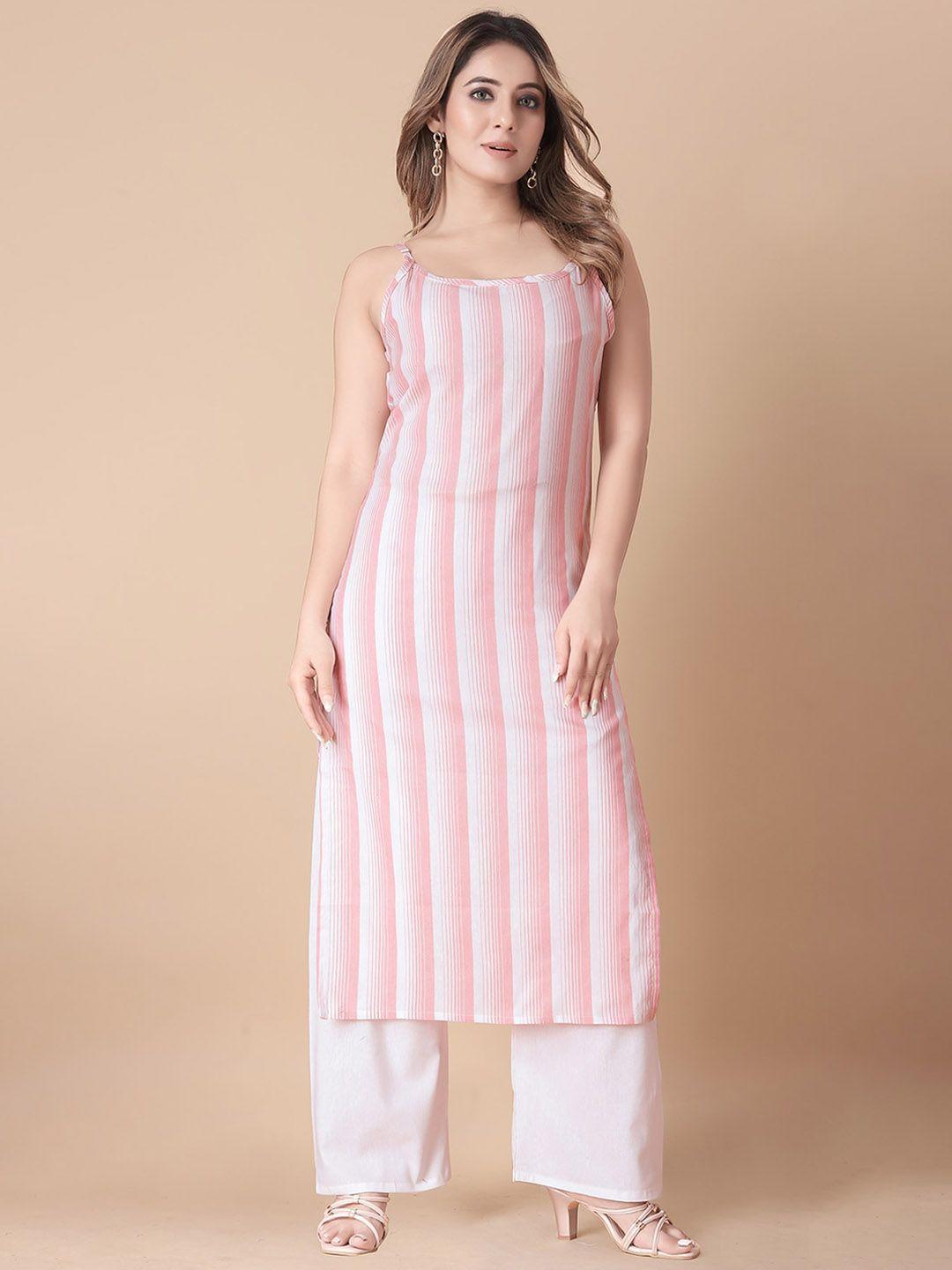 kalini striped sleeveless pure cotton kurta with palazzos