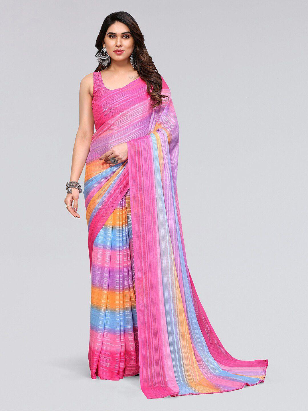 kalini striped zari poly georgette saree