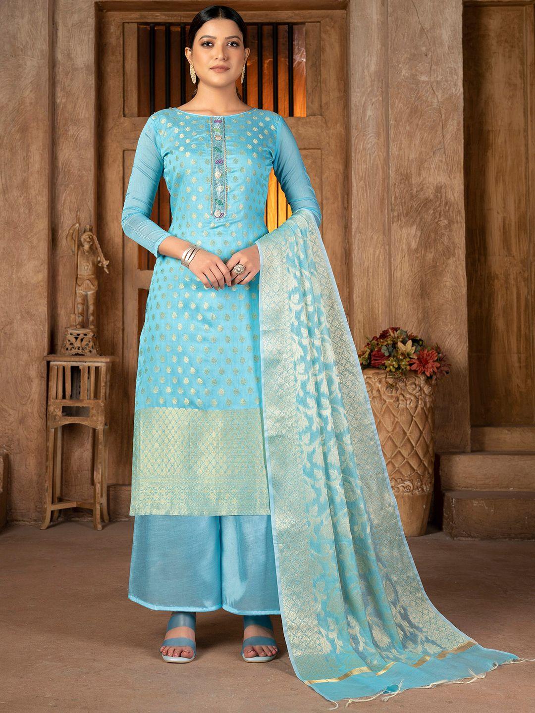 kalini teal & blue unstitched dress material